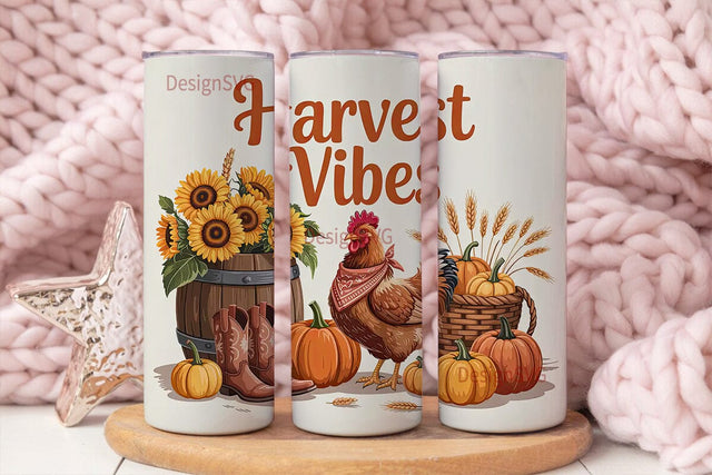 Harvest Vibes 20oz Tumbler Wrap Sublimation DesignSVG 