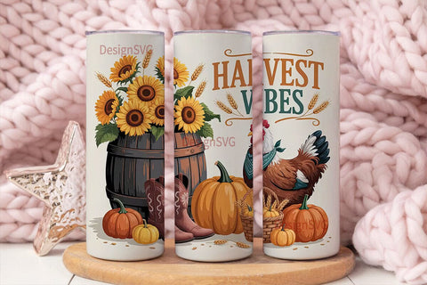 Harvest Vibes 20oz Tumbler Wrap Sublimation DesignSVG 