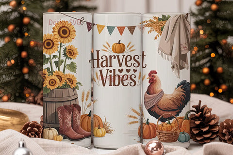 Harvest Vibes 20oz Tumbler Wrap Sublimation DesignSVG 