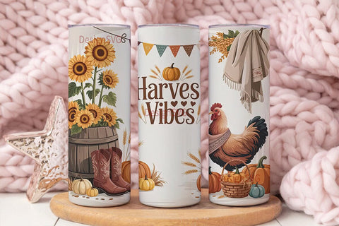 Harvest Vibes 20oz Tumbler Wrap Sublimation DesignSVG 