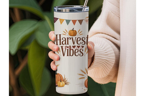 Harvest Vibes 20oz Tumbler Wrap Sublimation DesignSVG 