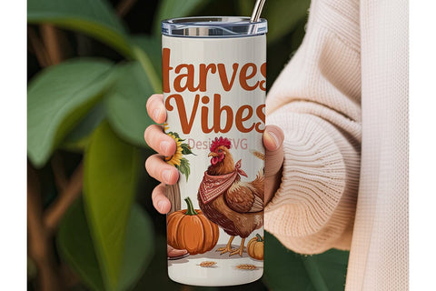 Harvest Vibes 20oz Tumbler Wrap Sublimation DesignSVG 