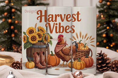 Harvest Vibes 20oz Tumbler Wrap Sublimation DesignSVG 