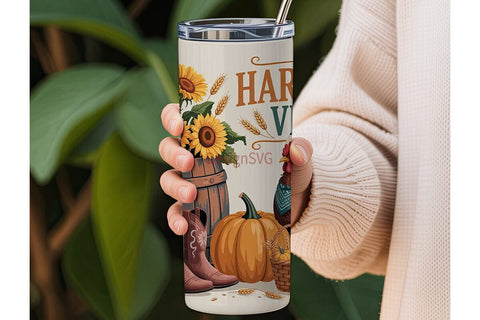 Harvest Vibes 20oz Tumbler Wrap Sublimation DesignSVG 