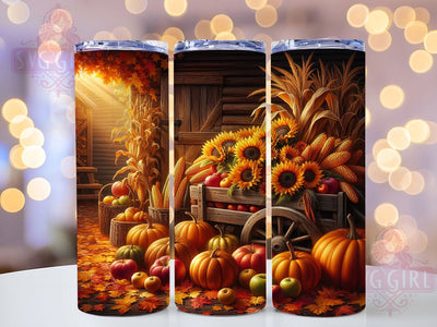Harvest Wagon Sunflower Fall Tumbler, Sunflower Fall Wrap, 20oz Sublimation Design, Autumn Wagon Tumbler, Rustic Sunflower Drinkware, Seasonal Harvest Wrap, Country Farmhouse Design Sublimation SvggirlplusArt 