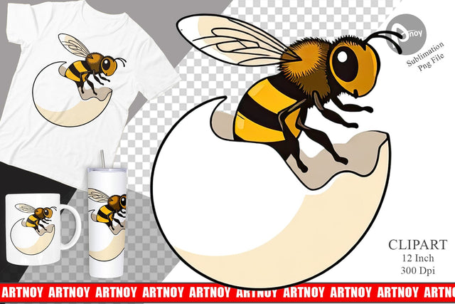 Hatching Baby Bee Clipart Sublimation artnoy 