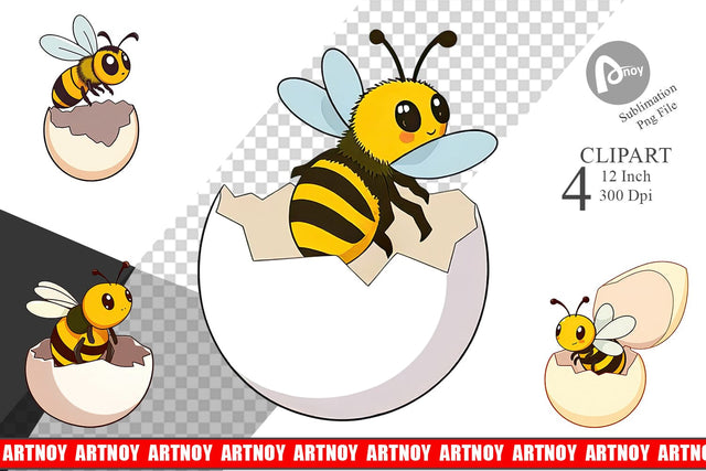 Hatching Baby Bee Clipart Sublimation artnoy 