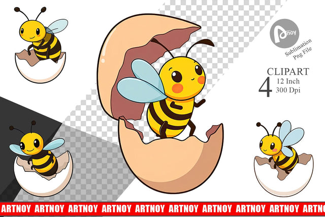 Hatching Baby Bee Clipart Sublimation artnoy 