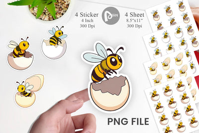 Hatching Baby Bee Sticker Sublimation artnoy 