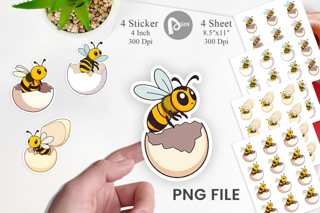 Hatching Baby Bee Sticker Sublimation artnoy 