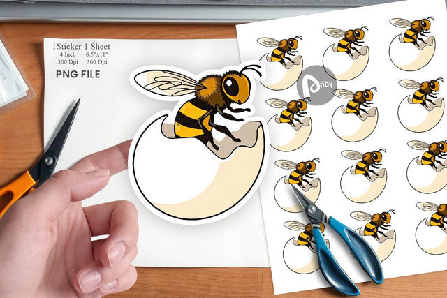 Hatching Baby Bee Sticker Sublimation artnoy 