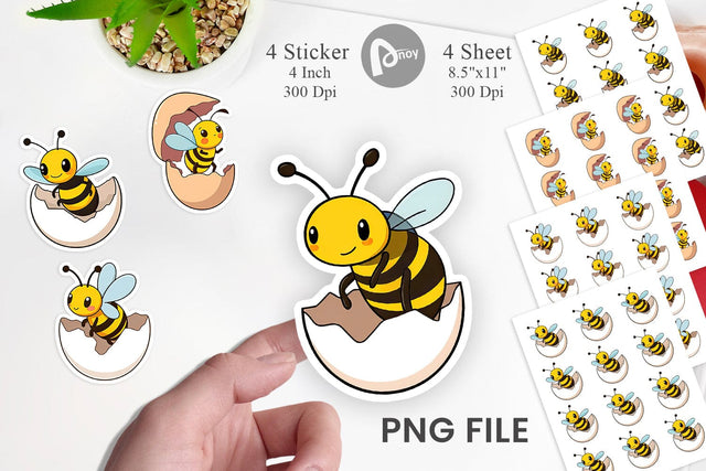 Hatching Baby Bee Sticker Sublimation artnoy 