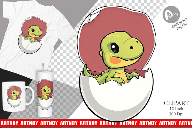 Hatching Baby Dinosaur Clipart Sublimation artnoy 