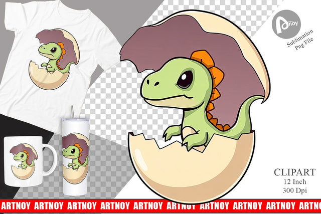 Hatching Baby Dinosaur Clipart Sublimation artnoy 