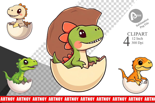 Hatching Baby Dinosaur Clipart Sublimation artnoy 