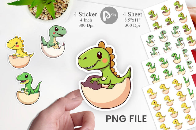 Hatching Baby Dinosaur Sticker Sublimation artnoy 