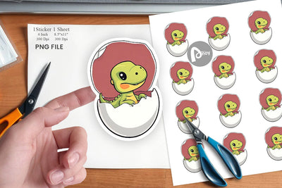 Hatching Baby Dinosaur Sticker Sublimation artnoy 
