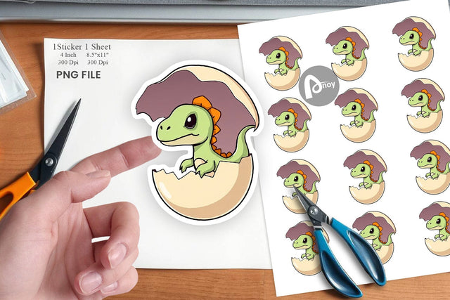Hatching Baby Dinosaur Sticker Sublimation artnoy 