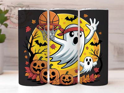 Haunted Basketball Ghost Halloween Tumbler, Spooky Ghost Sports Wrap, Basketball Halloween Drinkware, Haunted Hoops Tumbler Design, Ghost Playing Basketball Wrap, Sporty Spooky Sublimation, Halloween Athlete Sublimation Lara' s Designs 