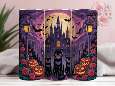 Haunted Black Cat Gothic Halloween Tumbler, Halloween Cat Cup, Spooky Cat Wrap, 20Oz Sublimation Design, Gothic Cat Mug, Autumn Halloween Drinkware, Haunted Cat Tumbler Sublimation Li Zamperini 
