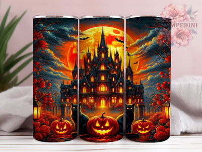 Haunted Black Cat Gothic Halloween Tumbler, Halloween Cat Cup, Spooky Cat Wrap, 20Oz Sublimation Design, Gothic Cat Mug, Autumn Halloween Drinkware, Haunted Cat Tumbler Sublimation Li Zamperini 