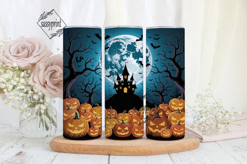 Haunted Castle Moon 20oz Tumbler Wrap Sublimation sassyprint 