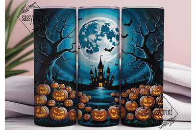Haunted Castle Moon 20oz Tumbler Wrap Sublimation sassyprint 