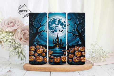 Haunted Castle Moon 20oz Tumbler Wrap Sublimation sassyprint 