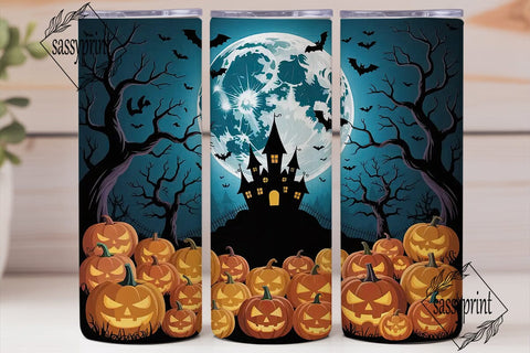 Haunted Castle Moon 20oz Tumbler Wrap Sublimation sassyprint 