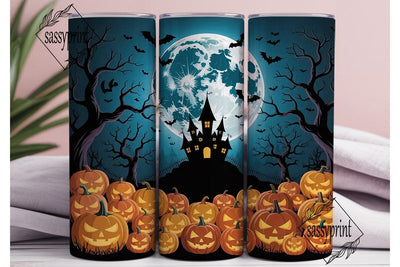 Haunted Castle Moon 20oz Tumbler Wrap Sublimation sassyprint 