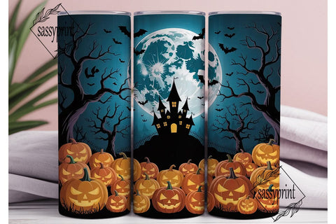 Haunted Castle Moon 20oz Tumbler Wrap Sublimation sassyprint 