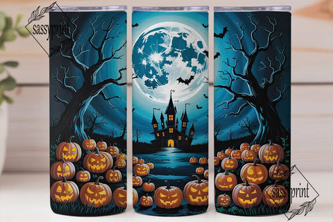 Haunted Castle Moon 20oz Tumbler Wrap Sublimation sassyprint 