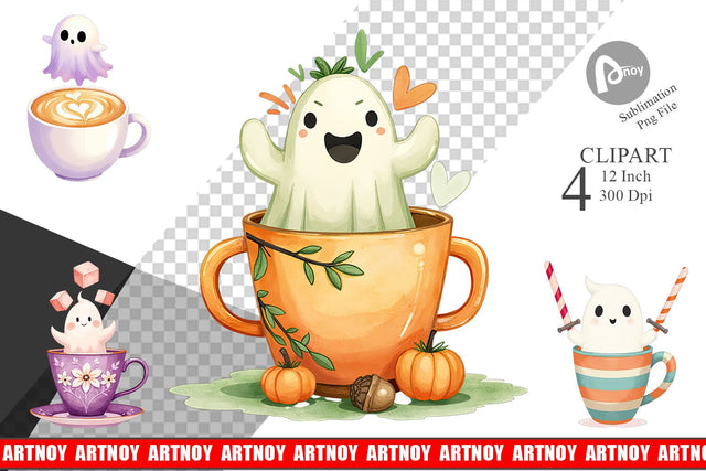 Haunted Coffee Spirits Clipart Sublimation artnoy 