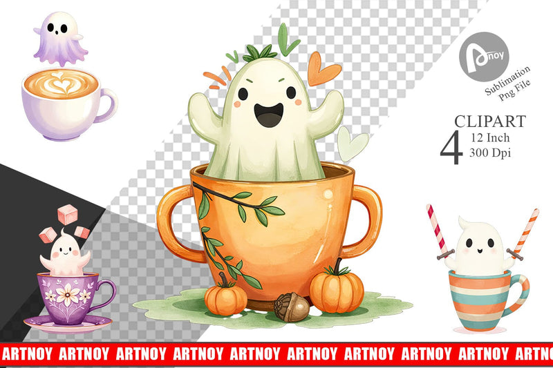 Haunted Coffee Spirits Clipart Sublimation artnoy 