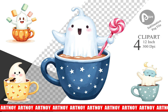 Haunted Coffee Spirits Clipart Sublimation artnoy 