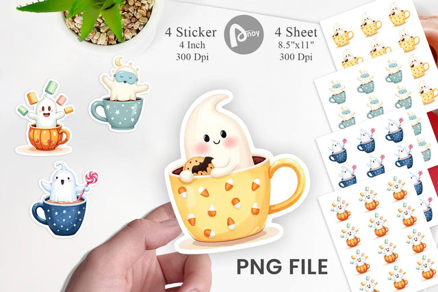 Haunted Coffee Spirits Sticker Sublimation artnoy 