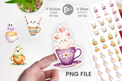 Haunted Coffee Spirits Sticker Sublimation artnoy 