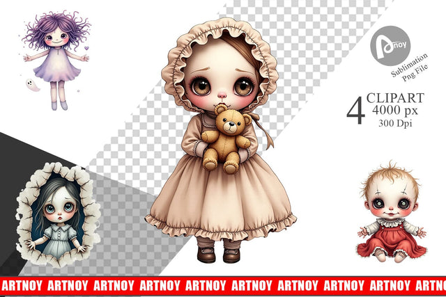 Haunted Doll Spirits Clipart Sublimation artnoy 