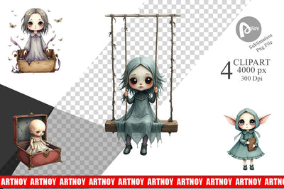 Haunted Doll Spirits Clipart Sublimation artnoy 