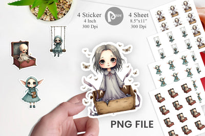 Haunted Doll Spirits Sticker Sublimation artnoy 