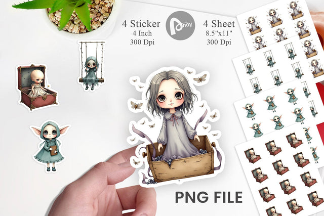 Haunted Doll Spirits Sticker Sublimation artnoy 