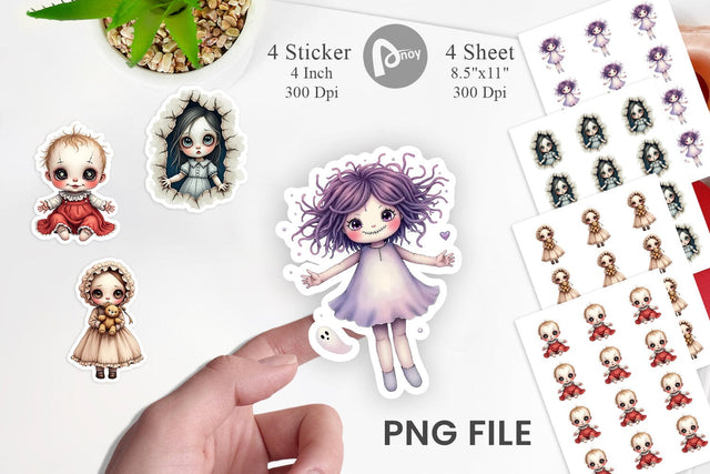 Haunted Doll Spirits Sticker Sublimation artnoy 