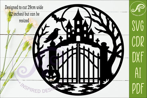 Haunted Garden Gate Halloween Wall Sign SVG, Gothic Laser SVG APInspireddesigns 