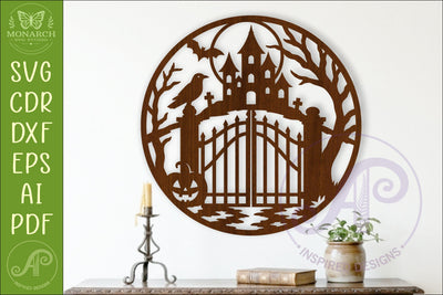 Haunted Garden Gate Halloween Wall Sign SVG, Gothic Laser SVG APInspireddesigns 