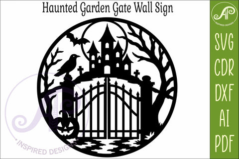 Haunted Garden Gate Halloween Wall Sign SVG, Gothic Laser SVG APInspireddesigns 