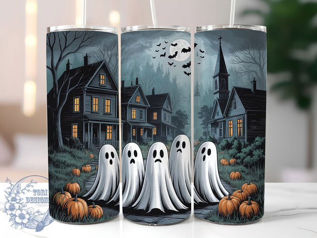Haunted Ghost Halloween Tumbler Wrap, Spooky Horror Wrap, 20Oz Sublimation Cup, Haunted Spirit Drinkware, Creepy Halloween Design, Scary Ghost Tumbler, Paranormal Theme Wrap Sublimation ToriDesigns 