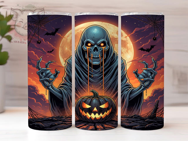 Haunted Ghost Spooky Pumpkin Halloween Tumbler, Ghost Halloween Wrap, Spooky Pumpkin Design, 20Oz Skinny Tumbler, Halloween Ghost Sublimation, Creepy Cute Drinkware, Haunted Fall Tumbler Sublimation Lara' s Designs 