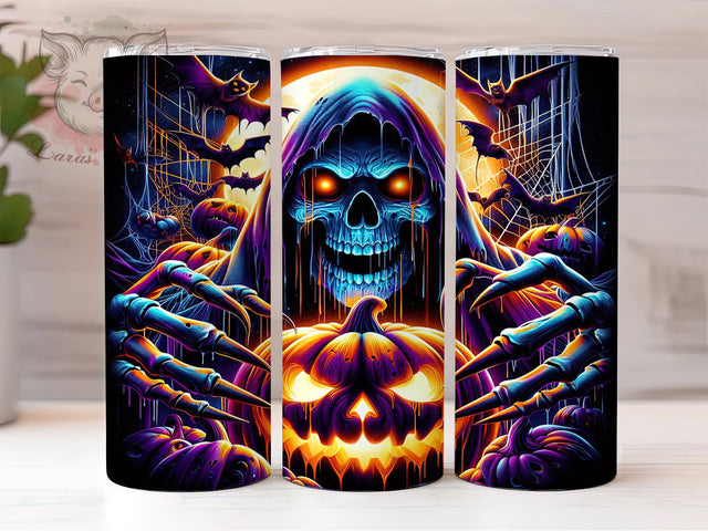 Haunted Ghost Spooky Pumpkin Halloween Tumbler, Ghost Halloween Wrap, Spooky Pumpkin Design, 20Oz Skinny Tumbler, Halloween Ghost Sublimation, Creepy Cute Drinkware, Haunted Fall Tumbler Sublimation Lara' s Designs 