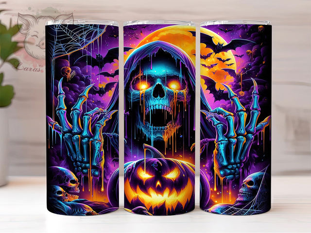 Haunted Ghost Spooky Pumpkin Halloween Tumbler, Ghost Halloween Wrap, Spooky Pumpkin Design, 20Oz Skinny Tumbler, Halloween Ghost Sublimation, Creepy Cute Drinkware, Haunted Fall Tumbler Sublimation Lara' s Designs 