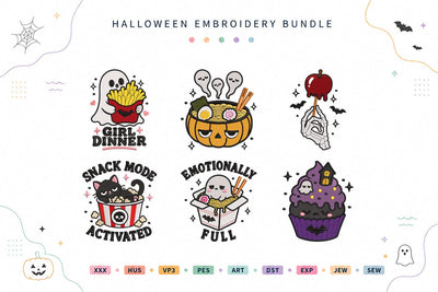 Haunted Girl Dinner Club Halloween Embroidery Bundle Spooky Food Designs Embroidery/Applique DESIGNS sg embroidery 